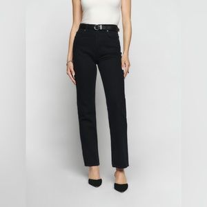 Reformation | Cynthia high rise straight jeans, black wash size 26